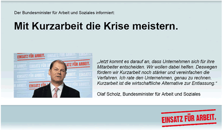 Bundesarbeitsminister Olaf Scholz: Kampagne Einsatz für Arbeit